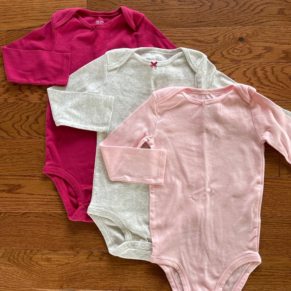 3 Carter’s Bodysuits/Onesies in Pink and Gray